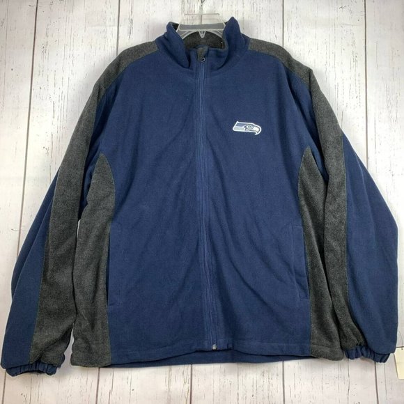 Seattle Seahawks NFL Large Dark Blue Full-Zip Sweatshirt New Adult‎ Mens - Picture 1 of 12